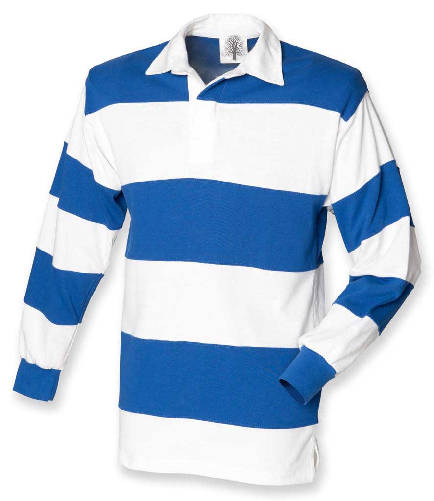 accent Overredend biologisch Classic Rugby Shirt, blauw wit gestreept - Harris Tweed Shop