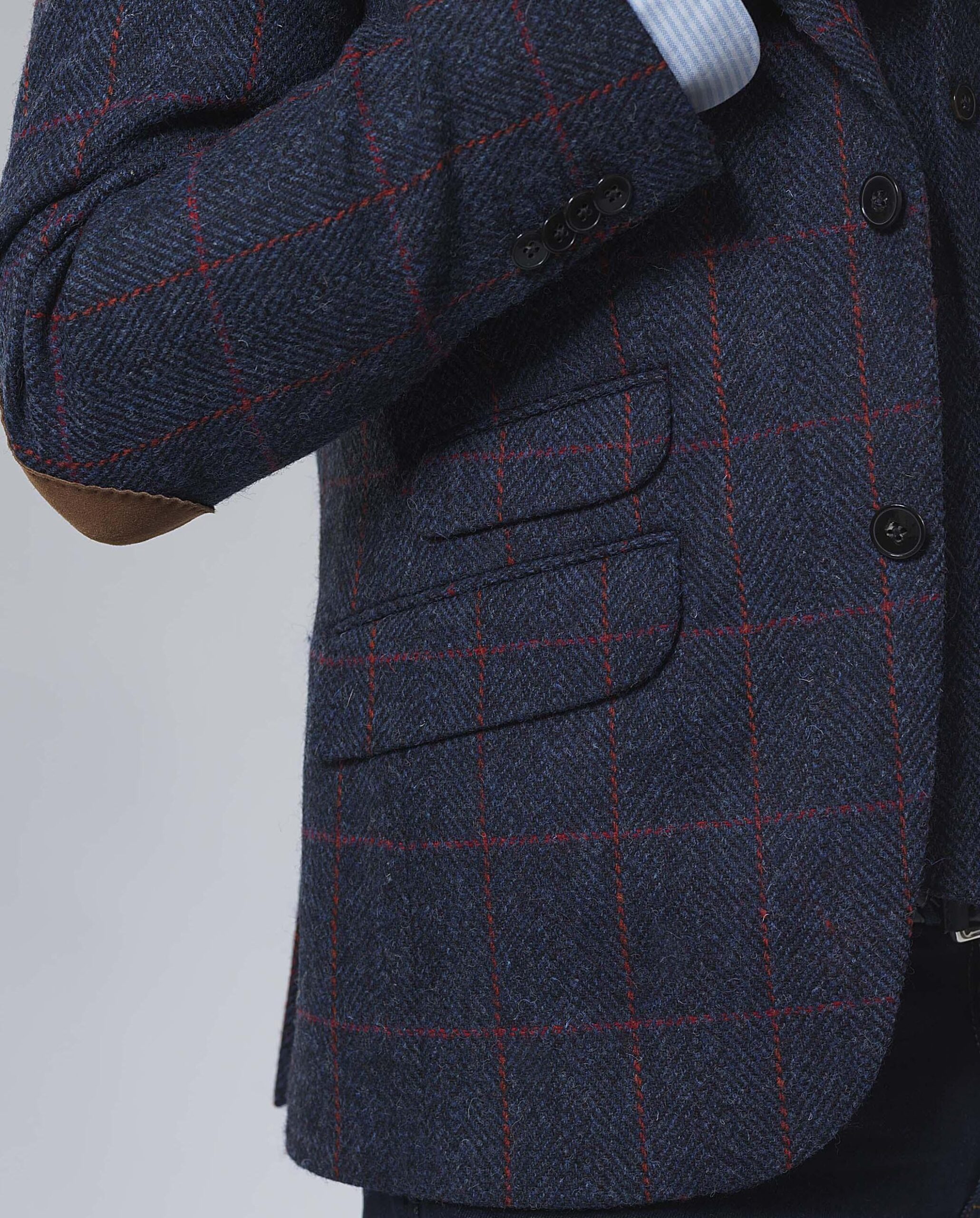 Harris Tweed Jacket "London" In Red Overcheck - Afbeelding 3