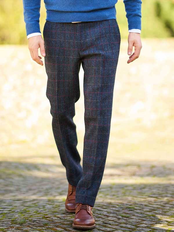 Pantalon en tweed Harris, M. Miller en bleu écossais