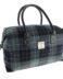 Harris Tweed 'Esk' Overnight Bag in Grey/Black Tartan
