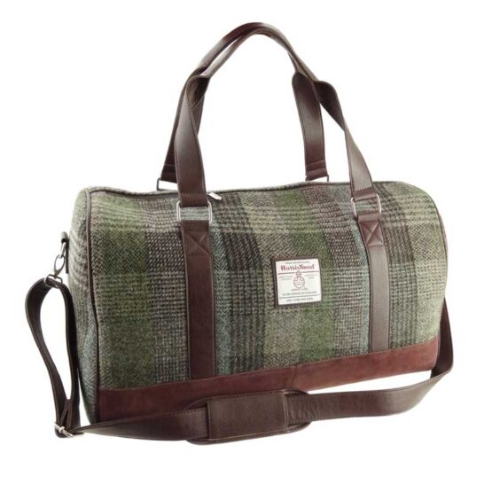 Harris Tweed 'Clyde' Weekend Bag in Green Patchwork