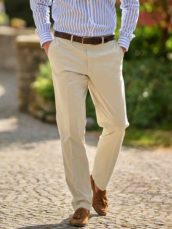Pantalon en coton Wellington, couleur sable clair