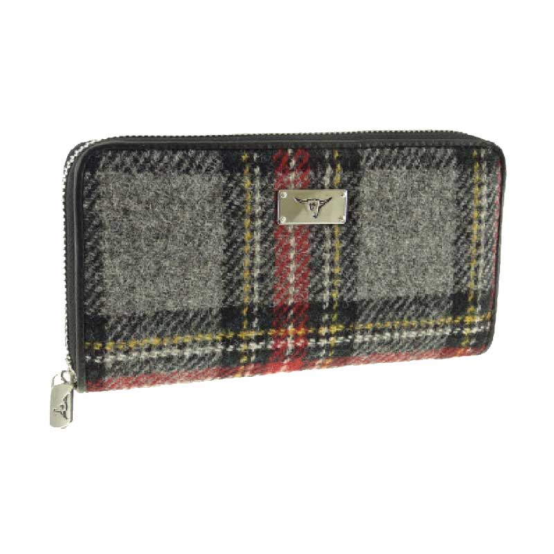 Harris_Tweed_Purse_Grey_and_Red_Tartan