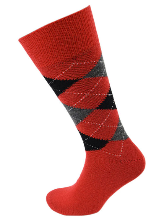 Viyella Argyle Socks Long One Size Poppy