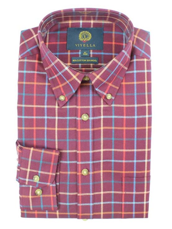 Viyella Shirt, Diamond Check Bordeaux