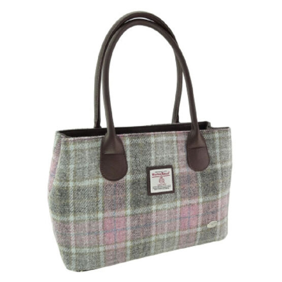 Harris Tweed 'Cassley' Classic Handbag in Soft Pink Buchanan