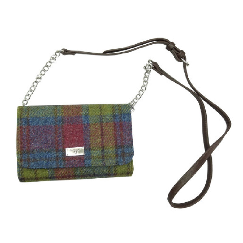Sac bandoulière portefeuille Harris_Tweed__Strathy__en_tartan_multicolore