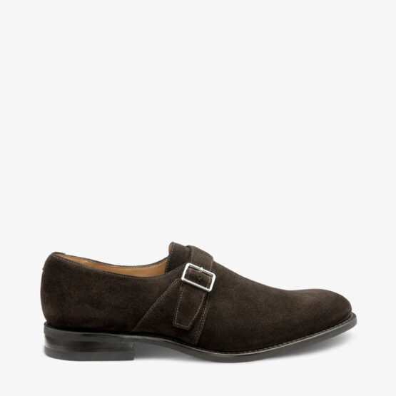 Loake Dark Brown Suede Strap Monk Shoe