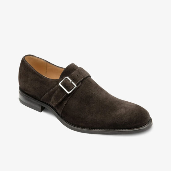 Loake Dark Brown Suede Strap Monk Shoe - Afbeelding 2