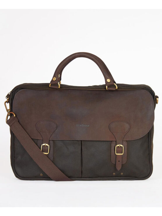 Barbour Wax Leather Briefcase Olive