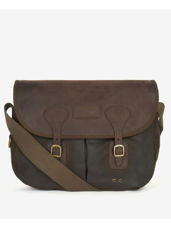 Barbour Wax Leather Tarras Bag Olive