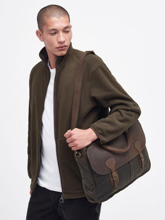 Barbour Wax Leather Briefcase Olive - Afbeelding 3