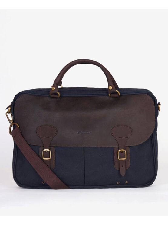 Barbour Wax Leather Briefcase Navy