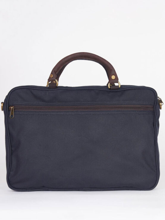 Barbour Wax Leather Briefcase Navy - Afbeelding 3