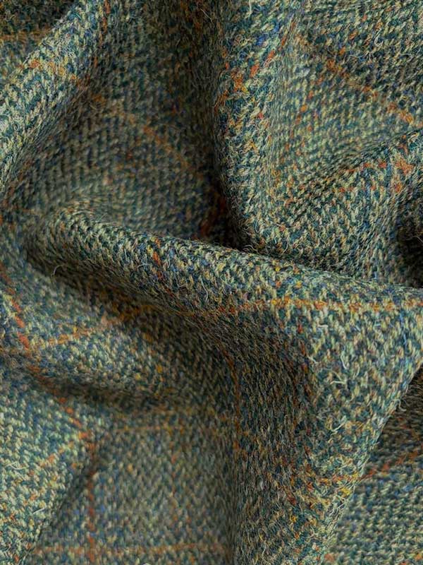 Harris Tweed Jacket "London" In Oliv-Blue Overcheck – Image 4