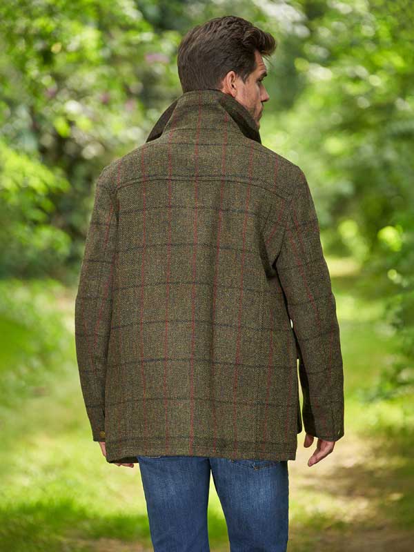 Harris Tweed Fieldjacket Bristol In Green Overcheck - Afbeelding 3