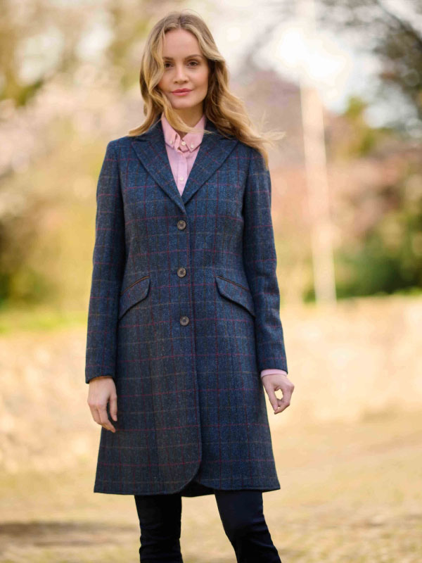Harris_Tweed__damesjas_Blauw_met_Overruit