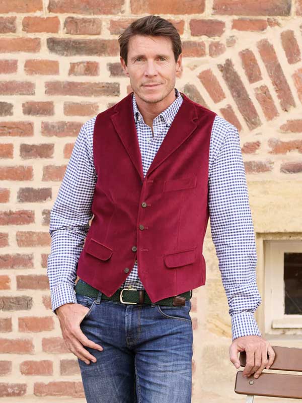 Gilet en velours avec revers rouge