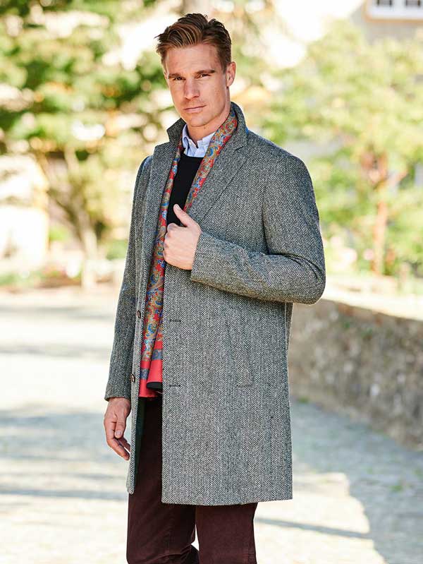 Harris Tweed Overjas Barney In Black Herringbone - Afbeelding 4