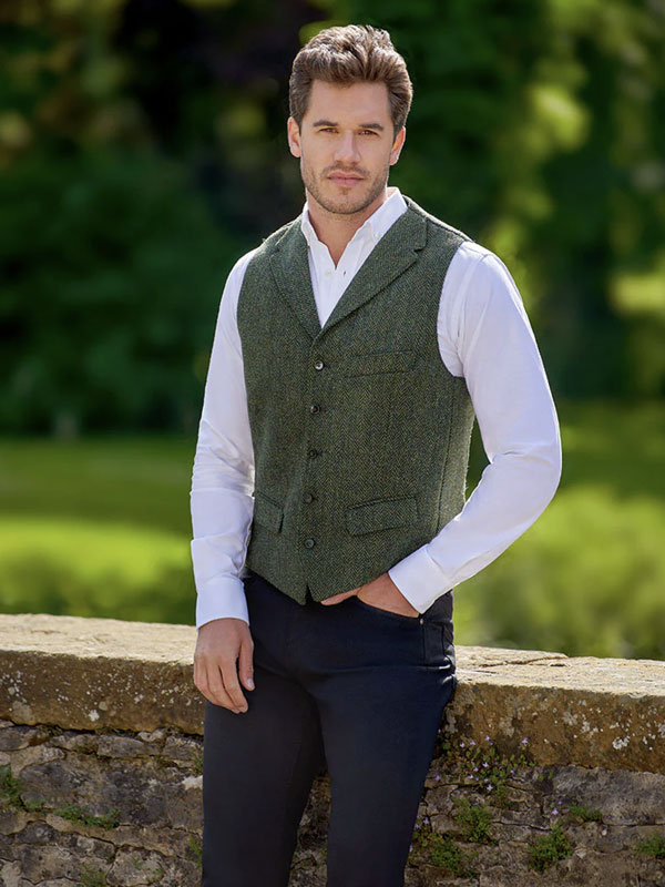 Gilet en tweed Harris avec revers 632