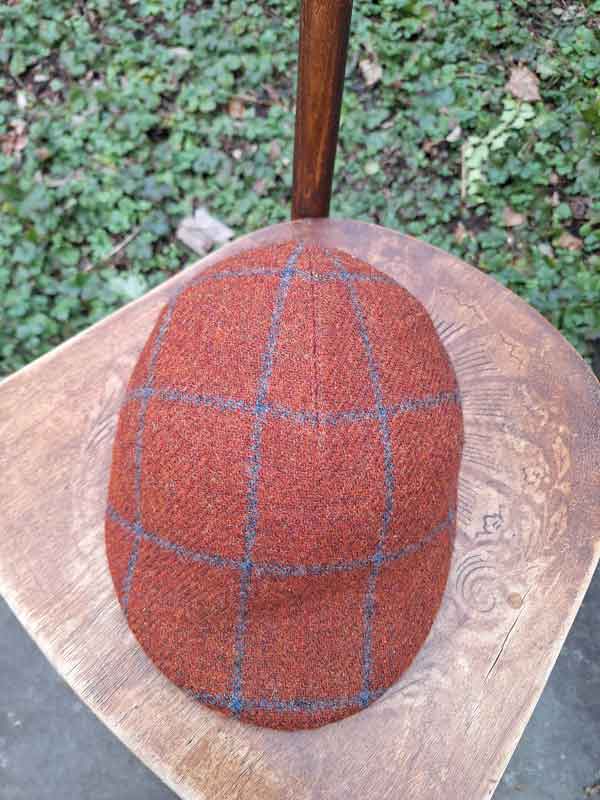 Harris Tweed Flat Cap "Henry" In Rust Overcheck - Afbeelding 3