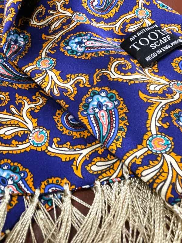 Châle__Tootal_Écharpes_Paisley_Soie_Marine_Or