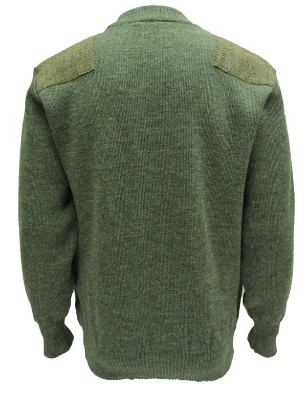 Pull à col rond avec empiècements en Harris Tweed Derby Tweed – Image 3