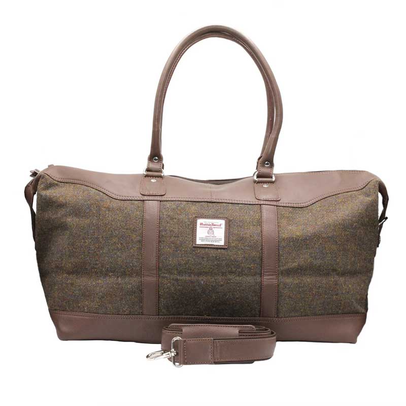 Sac de voyage en cuir Harris Tweed Brodie marron mélangé Sac de voyage en cuir Harris Tweed Brodie marron mélangé