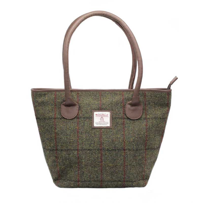 Sac cabas Harris Tweed Ailsa à carreaux verts Sac cabas Harris Tweed Ailsa à carreaux verts