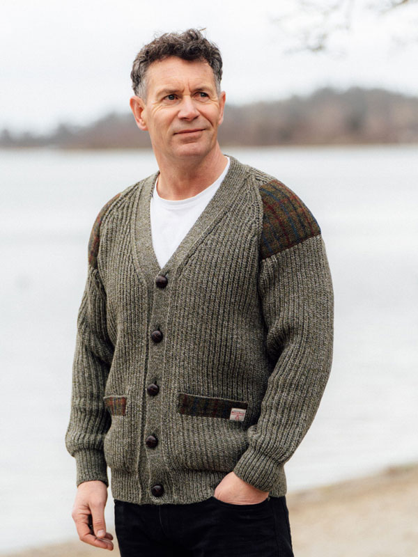 Chunky_Knit_Traditional_Cardigan_With_Harris_Tweed_Patches_Charcoal