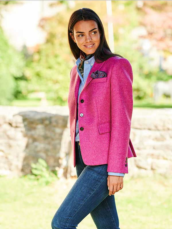 Blazer Harris Tweed pour femme LadiesClub rose – Image 2