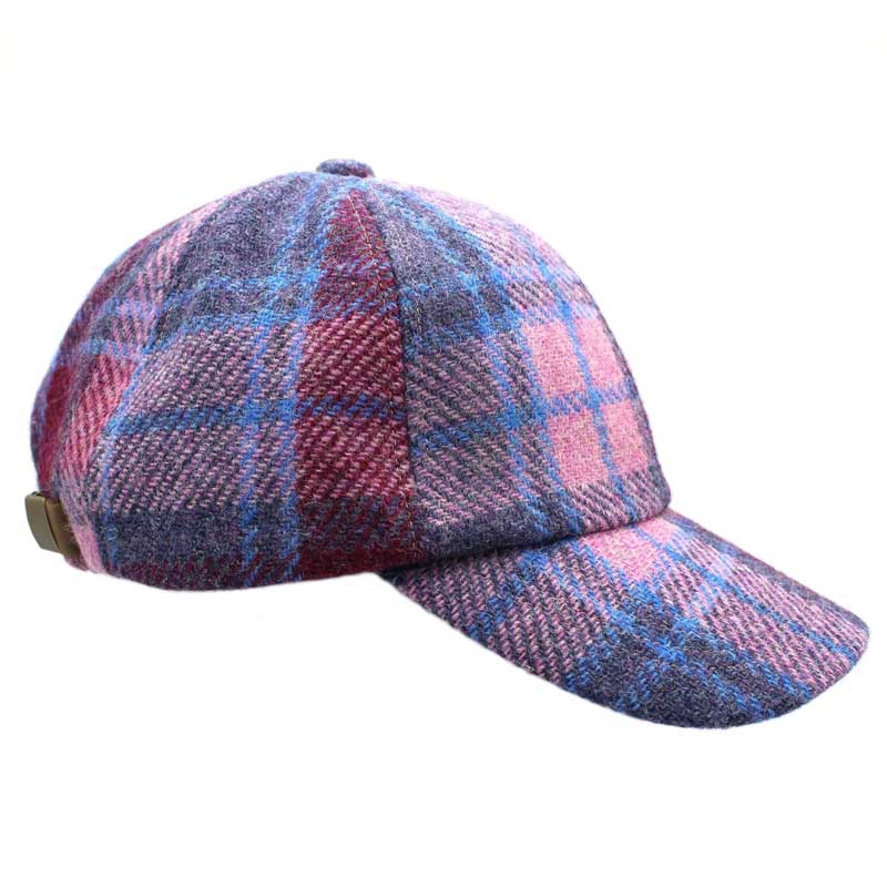 Casquette Harris Tweed à carreaux roses et bleus