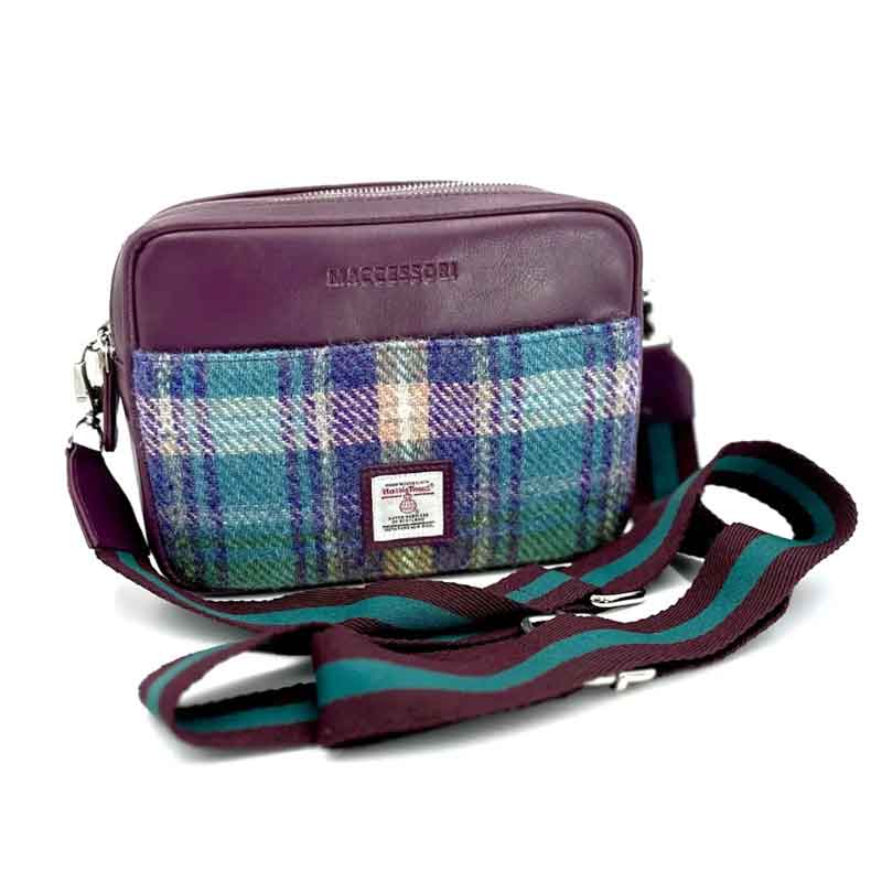 Harris_Tweed_Camera_Bag_In_Green_Purple_Check Harris_Tweed_Camera_Bag_In_Green_Purple_Check