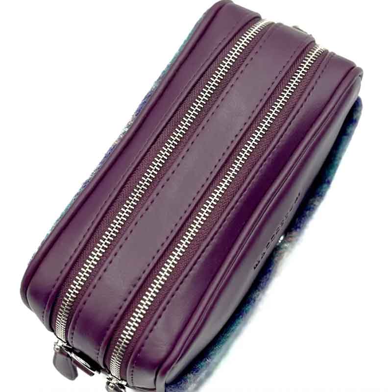 Harris Tweed Camera Bag In Green/Purple Plaid - Afbeelding 4