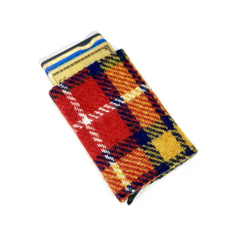 Porte-cartes pop-up Harris Tweed couleur safran