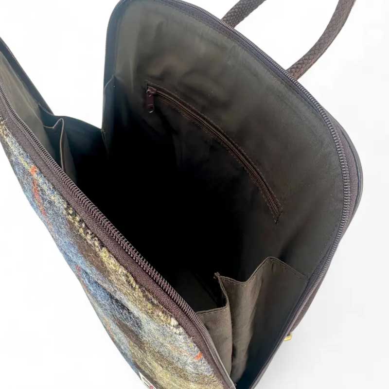 Harris Tweed Backpack In Blue/Brown Check - Afbeelding 5