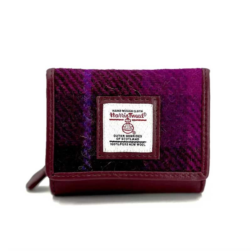 Harris_Tweed_Trifold_Purse_In_Purple_Check Harris_Tweed_Trifold_Purse_In_Purple_Check