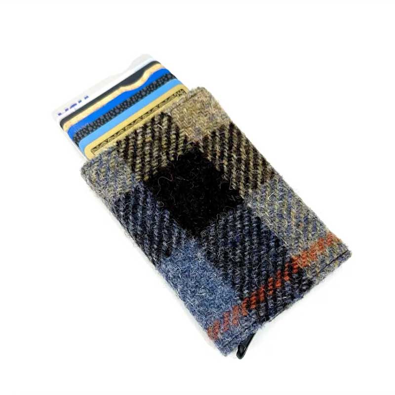 Harris_Tweed_Pop_Up_Card_Holder_In_Blue_Brown_Check Harris_Tweed_Pop_Up_Card_Holder_In_Blue_Brown_Check