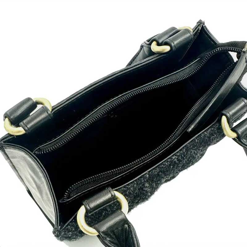 Harris Tweed Quilt Mini Tote Bag In Charcoal - Afbeelding 4