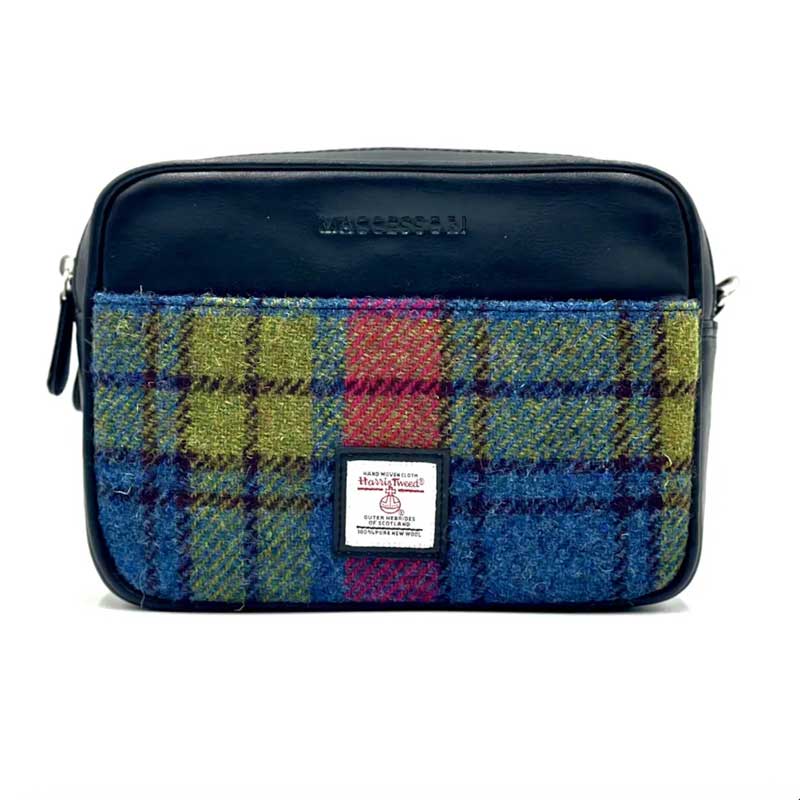 Harris Tweed Camera Bag In Blue/Pink Check - Afbeelding 3