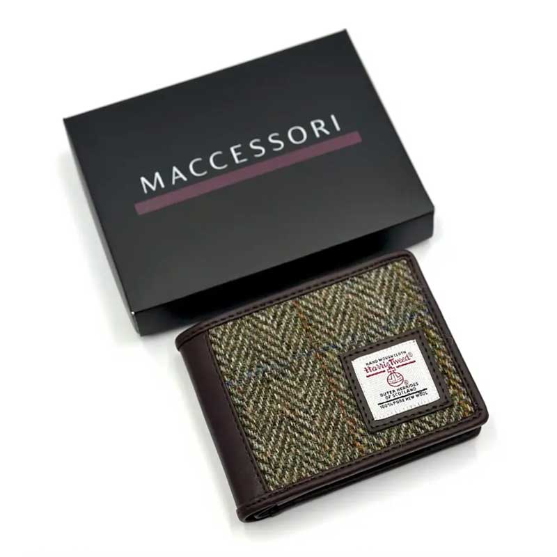 Harris Tweed Bifold Coin Wallet In Country Green - Afbeelding 4