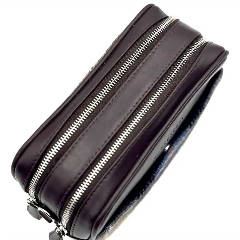 Harris Tweed Camera Bag In Blue/Brown Check - Afbeelding 4