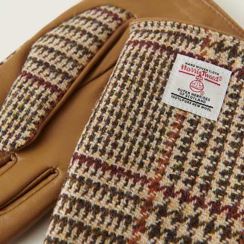 Gants en tweed Harris pour femme, beige pied-de-poule – Image 3