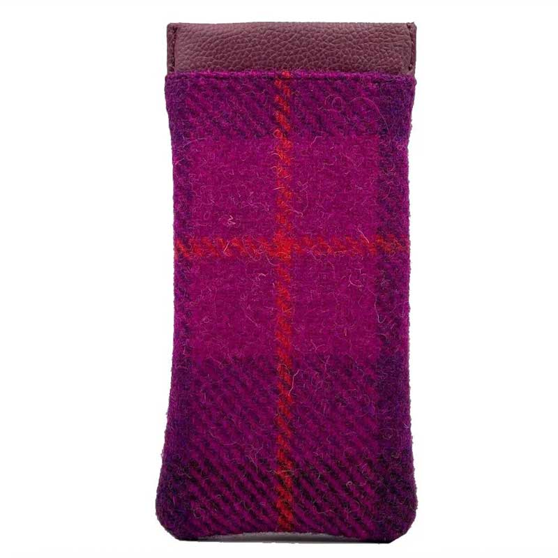 Harris Tweed Glasses Sleeve in Purple Check - Afbeelding 4