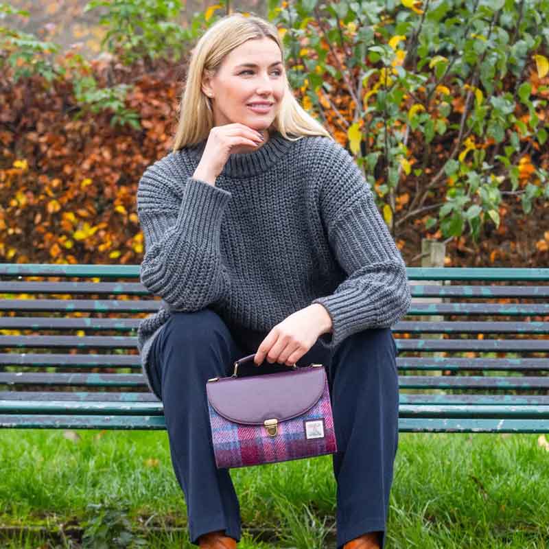 Harris Tweed Mini Day Bag In Pastel Pink – Image 7
