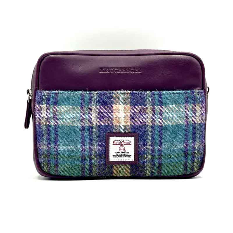 Harris Tweed Camera Bag In Green/Purple Plaid - Afbeelding 3
