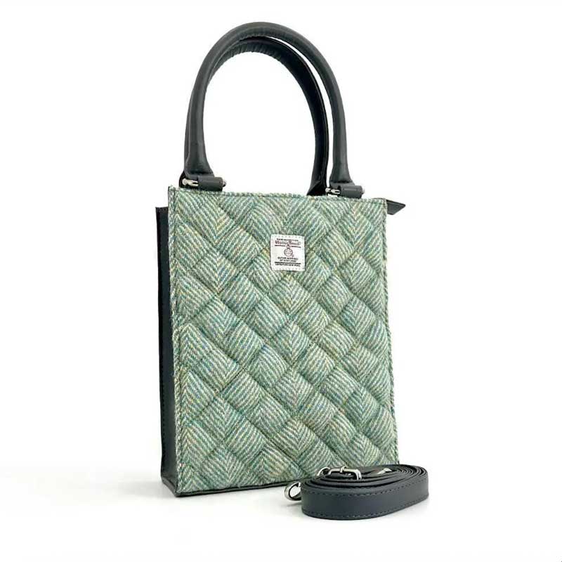 Harris_Tweed_Quilt_Mini_Tote_Bag_In_Turquoise_Herringbone Harris_Tweed_Quilt_Mini_Tote_Bag_In_Turquoise_Herringbone