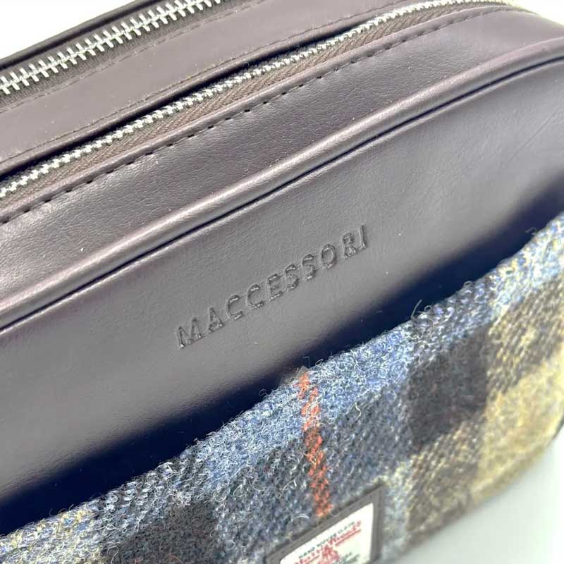 Harris Tweed Camera Bag In Blue/Brown Check - Afbeelding 7