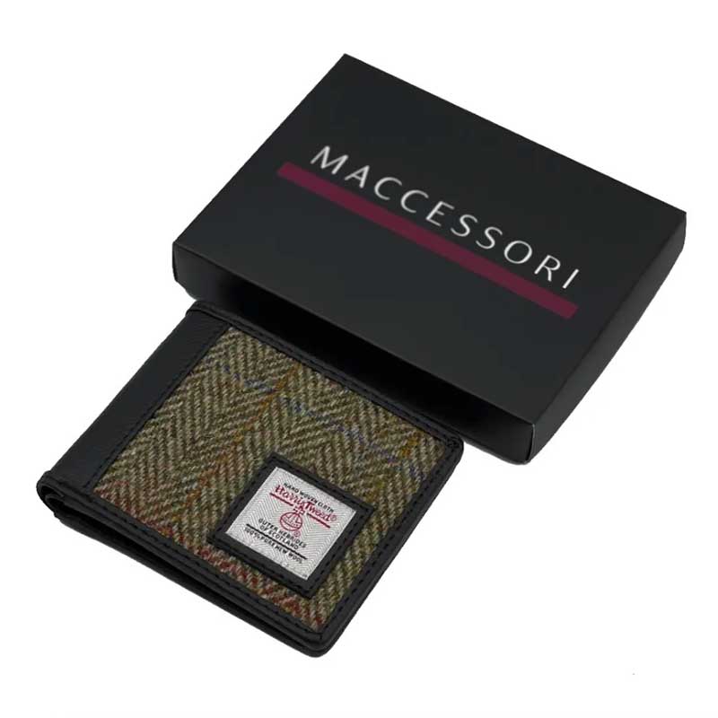 Harris Tweed Bifold Wallet In Country Green - Afbeelding 3