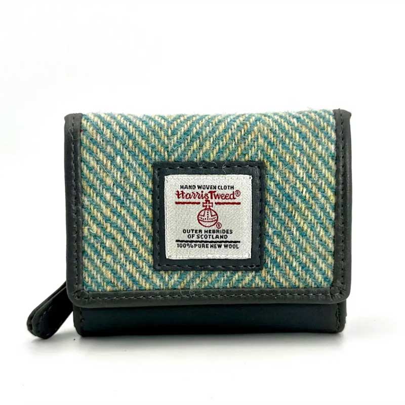 Harris_Tweed_Trifold_Purse_In_Turquoise_Herringbone Harris_Tweed_Trifold_Purse_In_Turquoise_Herringbone